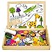 yoptote Giochi Bambini 2 3 4 Anni Puzzle Legno Lavagna Magnetica per Bambini Costruzioni Magnetiche Bifacciale Puzzle Regalo Bambini 2 3 4 5 Anni