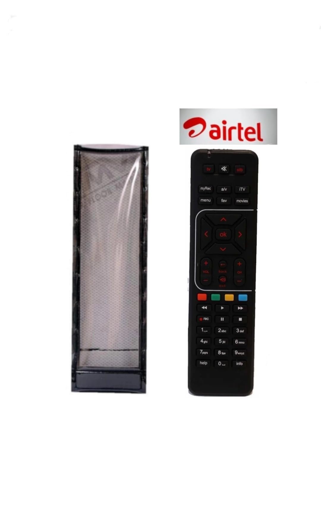 108 co. protective cover for airtel setup box remote control pu leather cover holder airtel setup box remote controller (black)