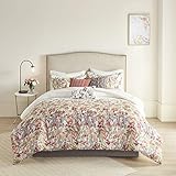 Madison Park Mariana Cotton Comforter Set, Vibrant Watercolor Floral Print, Modern Farmhouse All...