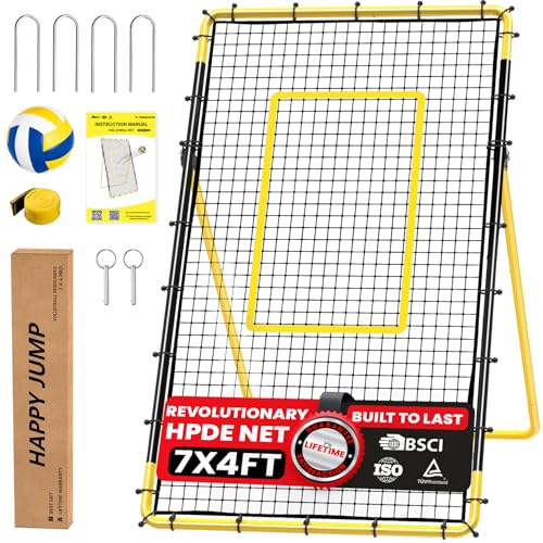 Happy Jump Adjustable Volleyball Rebounder Net Equipment 7x4 FT with
