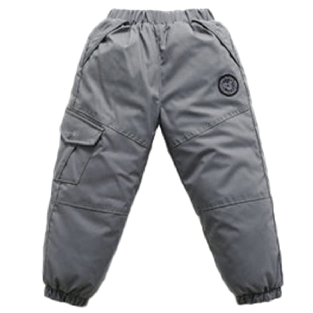 JELEUON Little Boys Girls Winter Warm Down Puffer Elastic Lightweight Warm Snow Pants Trousers 120 Gray