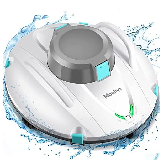 Moolan Cordless Pool Vacuum Cleaner, Robotic Pool Cleaner, Dual-Motor, Self-Parking, with 140 Mins Maximum Runtime, Pool Vacuum for Above/In Ground Flat Pool Up to 1000 Sq Ft