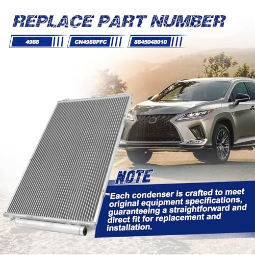 Image of Air Conditioning A /C Condenser Compatible with Lexus RX300 1999-2003 V6 3.0L # 4988, CN4988PFC, 8845048010