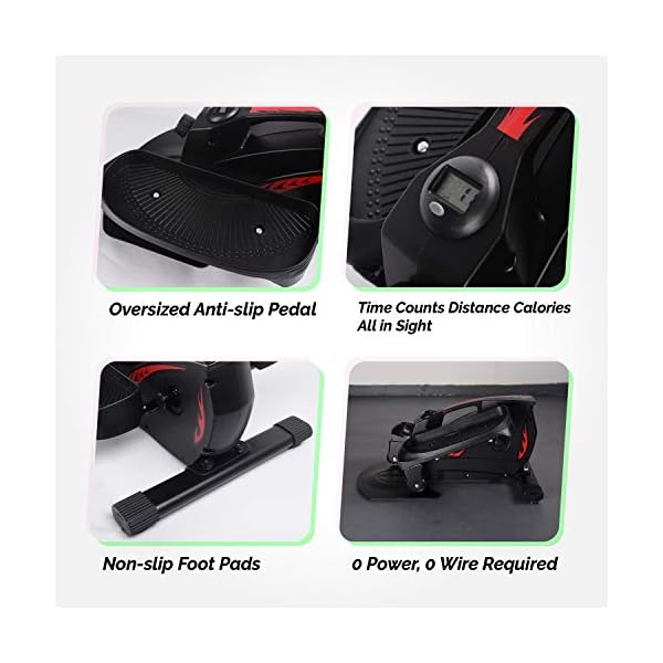 Leasbar Under Desk Elliptical Exercise Machine Mini Exercise Bike Cycle for Home Office Workout Exercise Equipment Pedal Exerciser Adjustable Resistance with Monitor 30dB Ultra Quiet