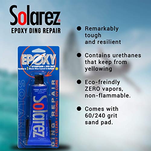 image for Solarez UV Cure Epoxy Ding Repair Resin (2 oz.) w- 60/40 grit Sand pad