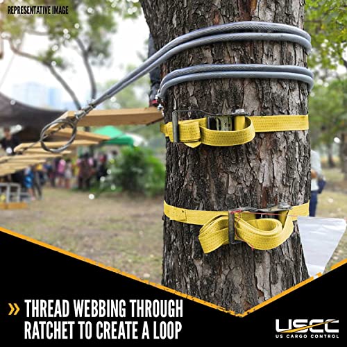 Us Cargo Control, Endless Ratchet Straps, 2 Inch Wide X 20 Foot Long, Yellow Ratchet Straps, Wide Handle Ratchet Tie Down, Endless Cargo Straps, Dependable Strap For Cargo Bundling, 4 Pack #TOP7