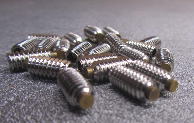 18-8 Stainless Steel Brass Tip Set Screw 1/4"-20 x .500" Thread Length 20 pcs.