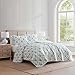 Martha Stewart - Twin Quilt Set, 100% Soft Cotton Floral Bedding for Year Round Comfort, 2 Piece Bed Set with Matching Pillowcase (Chloe Green)