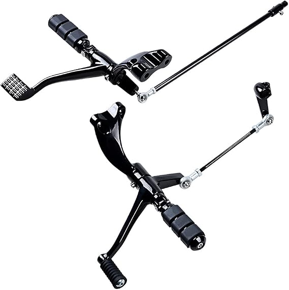 AMOPACORP Complete Kit Black Forward Controls Foot Pegs Levers Linkages for Harley Sportster XL 1200 883 (Selected 2014-2022)