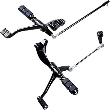 AMOPACORP Complete Kit Black Forward Controls Foot Pegs Levers Linkages for Harley Sportster XL 1200 883 (Selected 2014-2022)