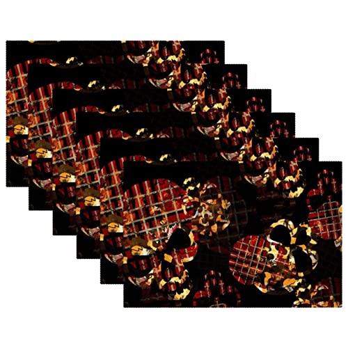 Set de table lavable antidérapant résistant chaleur motif crâne rétro