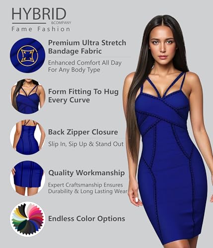 Image of Hybrid & Company Women's Elegant Bandage Dress | Stretch fabric, flattering bodycon fit, elegant silhouette, suitable for cocktail parties, events, and special occasions