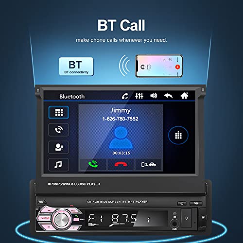 Radio para auto con pantalla táctil retráctil de 7 pulgadas miniatura 4