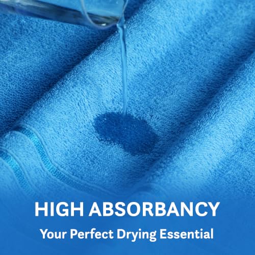 Image of MYTRIDENT Trident Hand Towels, 2 Piece Set, 100% Cotton, Highly Absorbent, Super Soft, 400 GSM, Ocean Blue