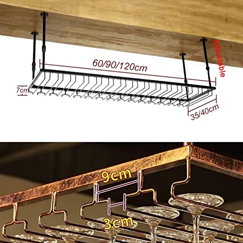 Étagère à vin industrielle au plafond noire de 120x35 cm pour verres - 3