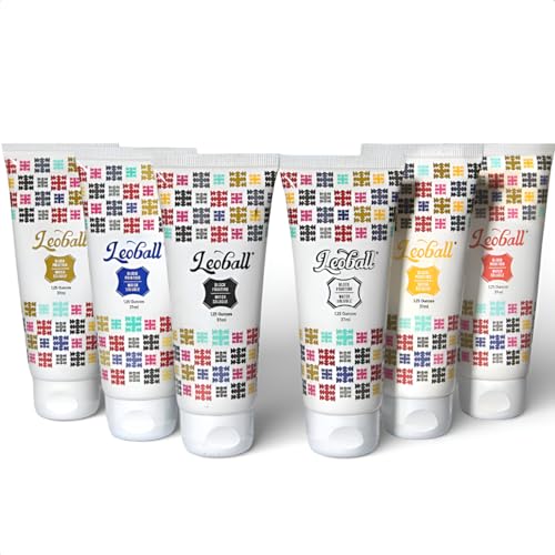 Leoball Water-Soluble Block Printing Ink Starter Set 6 Bold Colors with Satin Finish 1.25-Ounce Tubes