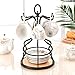 Becherhalter Edelstahl Kaffeetasse Regalbaum Halter Ständer Für 6 Tassen Untertasse Löffel Sets Tee Set Display Stand Home Storage Supplies, Schwarz,Schwarz