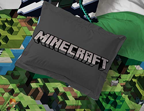 Image of Minecraft Creeper Queen Comforter Set 7 Piece Kids Bedding for Boys, Green | Video Gaming, Bed in a Bag, Comforter Sheets Shams Pillowcases, Official Product, Microfiber, Machine Washable, Boys Gift