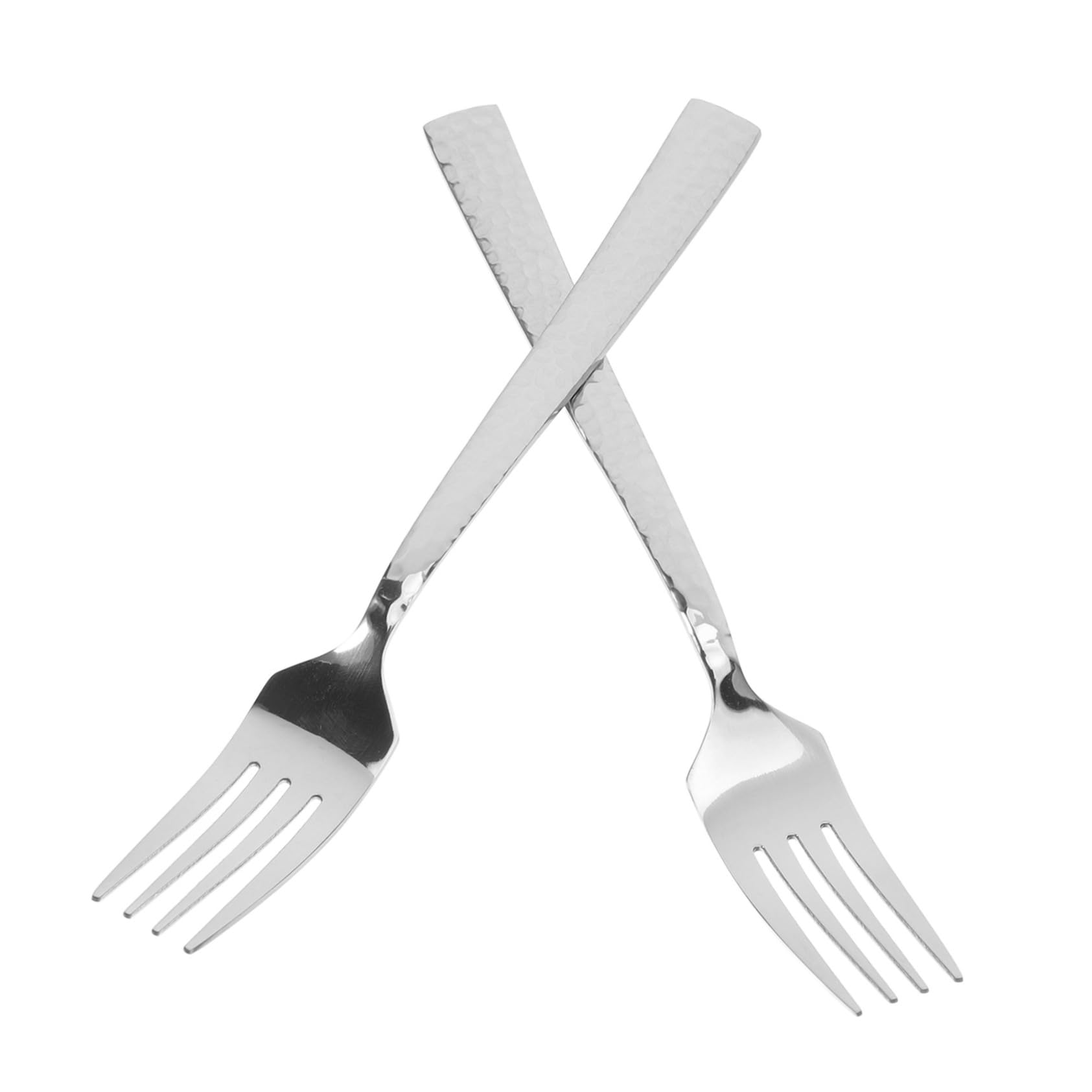 Unomor Stainless Steel Long Forks Modern Dinner Forks Hammered Handles for Salad Easy to Clean