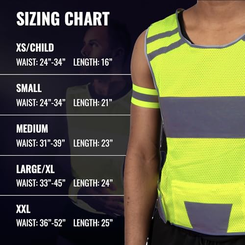 Mesh Safety Vest with Pocket & 2 Wrist Bands, High-Visibility Running Vest - image 2