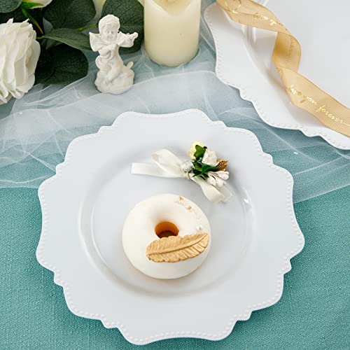 Colosus 60Pcs White Disposable Plastic Plates-Heavy Duty Plate For Party/Wedding/Anniversary 30 Dinner Plates And 30 Dessert/Salad Plates #TOP2
