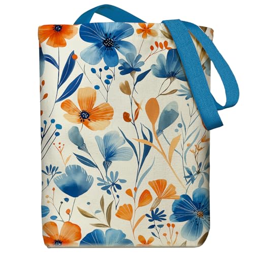 Image of itgowisa Canvas Tote Bag with Zipper Pocket, Reusable Grocery Bag for Daily