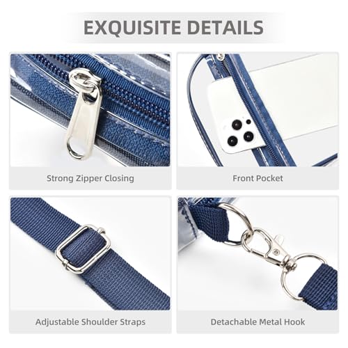 Image of Fibrdoo Clear Crossbody Purse Bag, Clear Bag Stadium Approved with Front Pocket for Concerts Sports Festivals