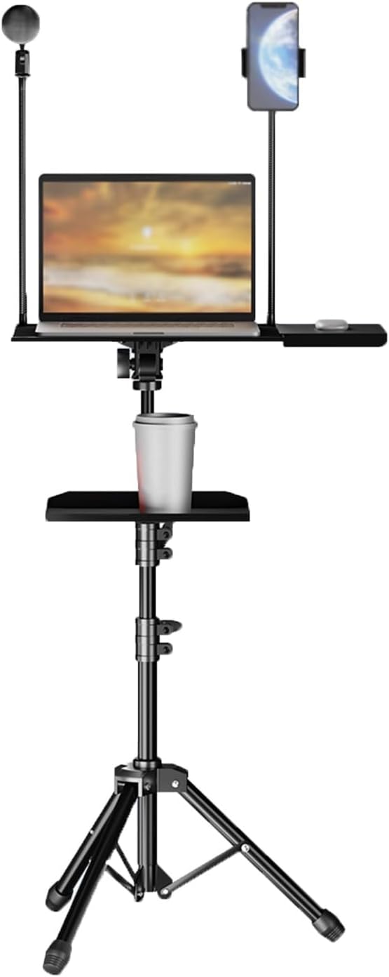 Laptop Floor Stand,Adjustable Aluminum Alloy Workbench,Floor-Standing Tripod,Suitable for Home Outdoor and Office