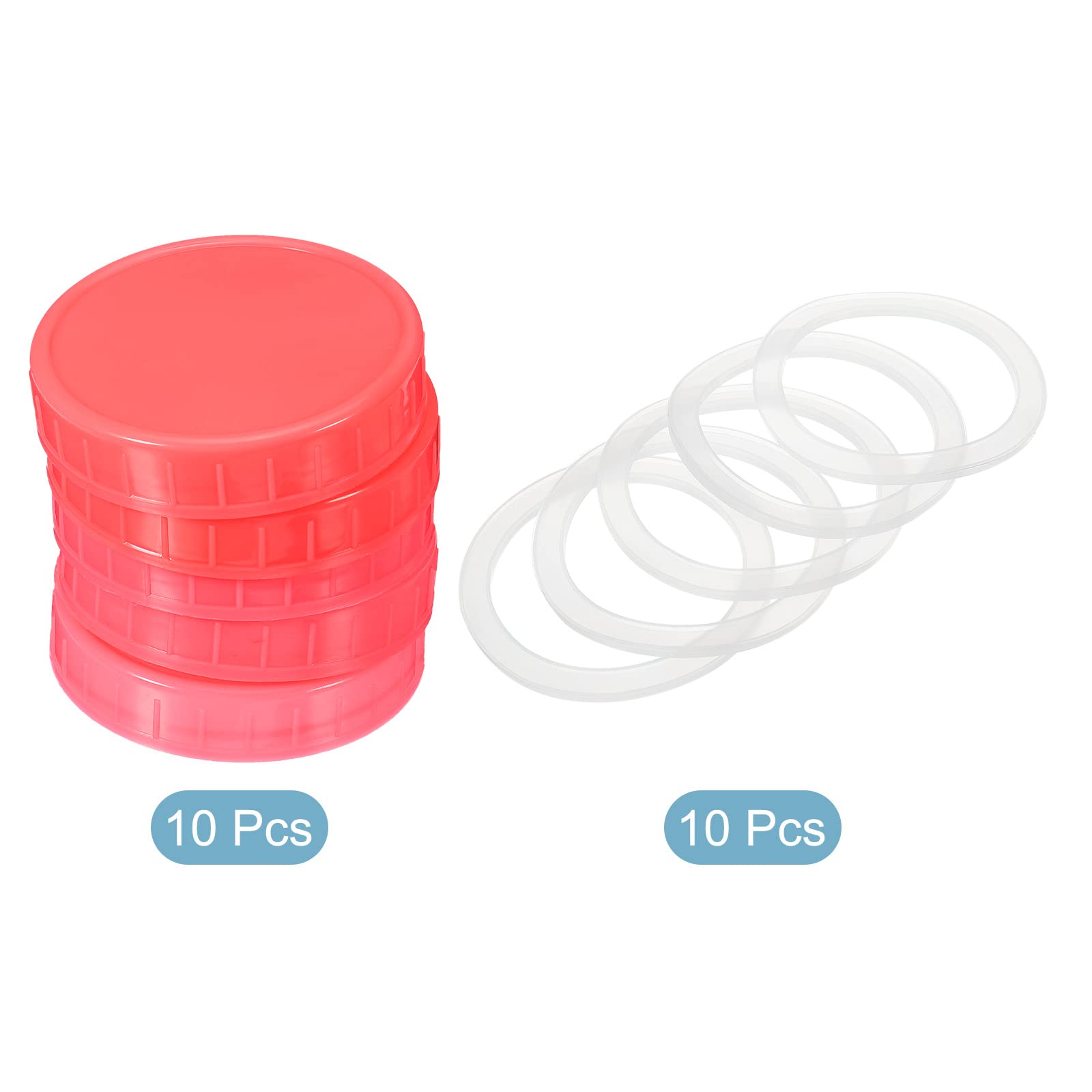 PATIKIL 10er-Set Plastikdeckel Mit Silikondichtung – Für 70 Mm Einmachgläser, Rosa, Inkl. Dichtungsringen