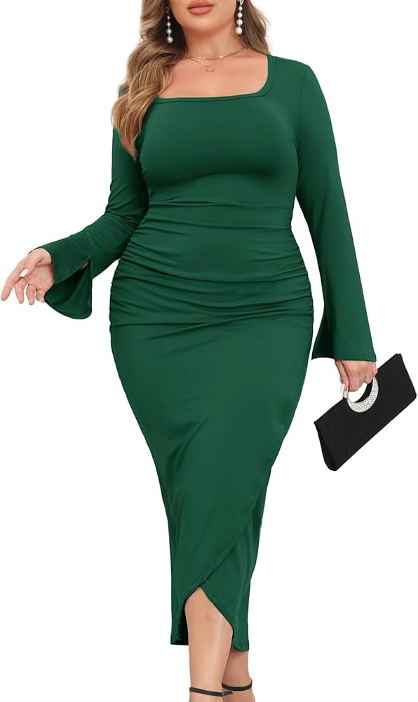 タグ付☆カスタネ　 オケージョン Bell sleeve color dress 結婚式/オケージョンドレス】Bell sleeve color dress | Kastane