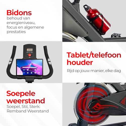 Lugia Hometrainer - Fitness Fiets - Led Display - Verstelbaar Zadel - 0-100% weerstand niveaus - Hartslagfunctie - Max 130kg - Extreem Stil - Afbeelding 4