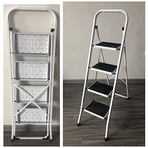 Escabeau 4 Marches, Escabeau à 4 Marches Pliant en Acier, Marchepied Echelle Pliable, Tabouret Pliant Charge Max.150Kg Cover