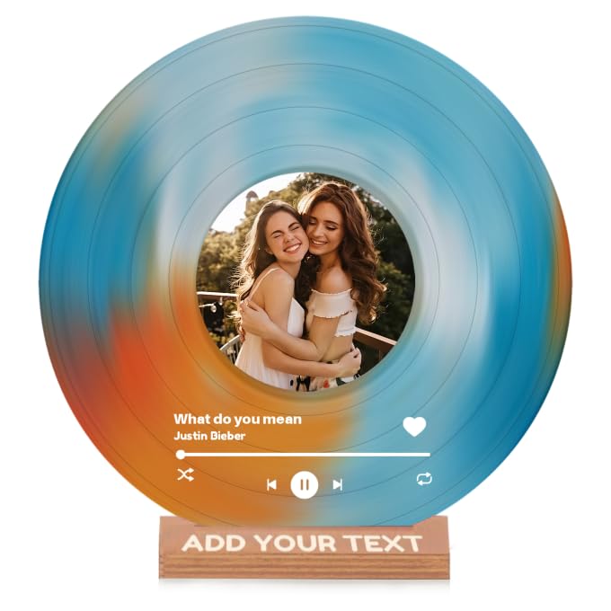 SosnSusn Personalised Vinyl Record Custom Spotify Plaque Picture Frame Photo Personalised Photo Gifts for Girlfriend Boyfriend Couples Anniversary Birthday Valentines Gifts For Him Her