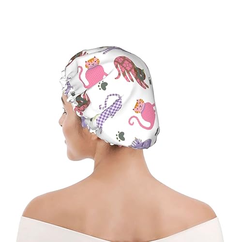 Miniatura 6 de Gorro de ducha, gorro de ducha reutilizable para mujer, cabello largo, doble capa impermeable, protector de pelo para niños, niñas y mujeres, 1