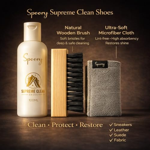 Image of Shoe Cleaning Kit | Shoe Brush + Microfiber + Sneaker Cleaner Liquid Solution (2 x 100ml) | Suitable for Sneaker, Nubuck, Canvas, Knit, Trainers, Sports Shoe, Suede