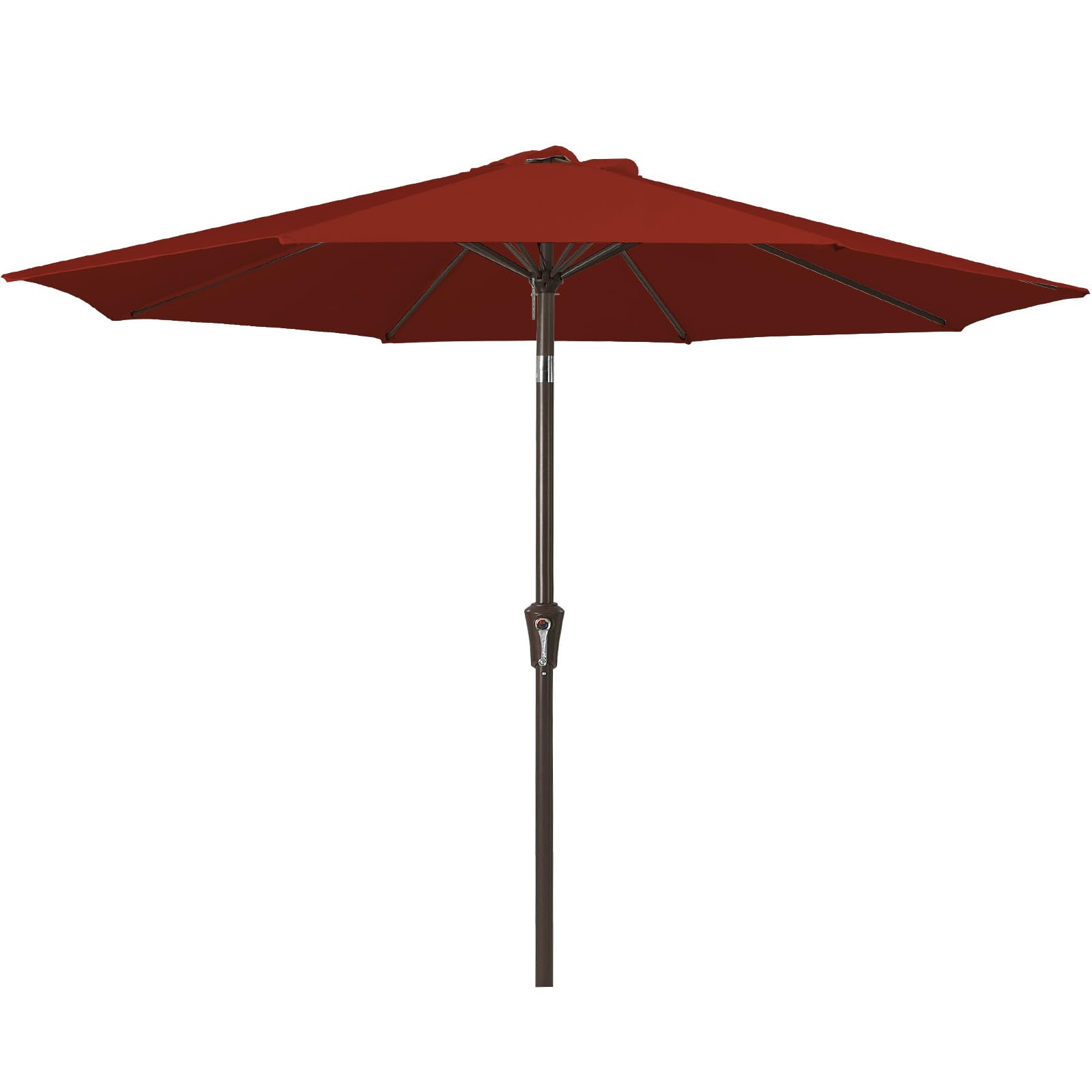 JEAREY 9FT Outdoor Patio Umbrella Outdoor Table Umbrella with Push Button Tilt and Crank, Market Umbrella 8 Sturdy Ribs UV Protection Waterproof for Garden, Deck, Backyard, Pool (Deep Red)