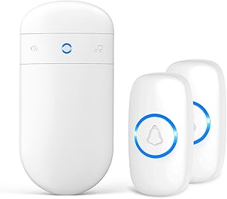 SECRUI Wireless Doorbell with 2 Buttons – Doorbell Kits for Front Door Back Door– Battery Operated Doorbell with 52 Chimes, LED Flash, 5 Volume Levels – Waterproof Modern Doorbell – Over 1000FT