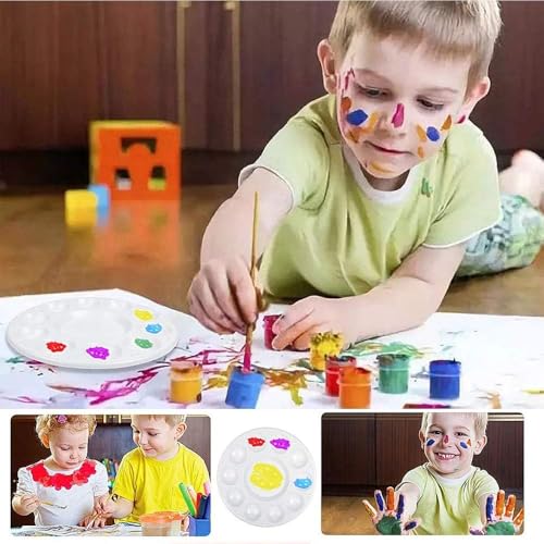 6 Stück Wet Palette, Mischpalette Acrylfarben, Mischenmalpalette, Farbmischpalette, Universalpalette, für DIY Kunst Malerei, Weiß(4 Runde Paletten + 2 Liner-Stifte)