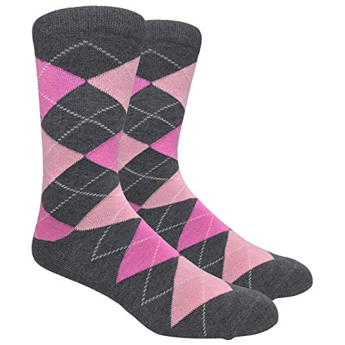 Men's FineFit Arygle Dress Trouser Socks Assorted Colors - You Choose! (Charcoal Grey)