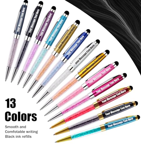 Personalized Pens with Stylus, Custom Pens, with diamonds, 10 extra Black Ink Refills Engraved with Text or Information, Gift for Businesses, Parties and Events Men Women, 10 pens/set - Image 3