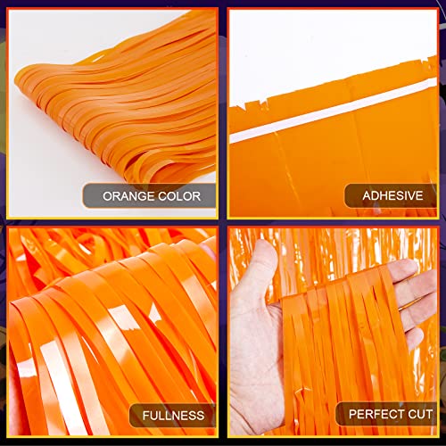 Lolstar Halloween Party Decoration, 3 Pack Orange Photo Booth Props, 3.3 X 6.6 Ft Halloween Foil Fringe Curtains, Halloween Party Photo Backdrop, Halloween Streamers For Halloween Party Supplies #TOP6