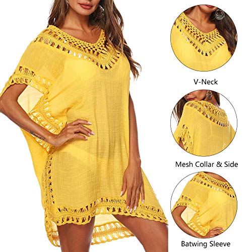 Image of Adisputent Womens Swimsuits Cover Ups Crochet Chiffon Beach Cover Bathing Suit Bikini Wear Coverups Dress