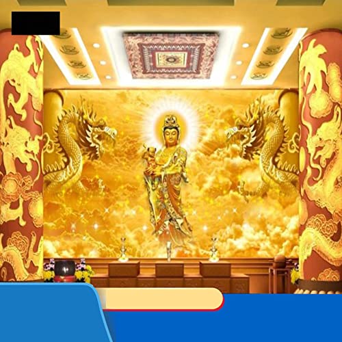 Fondos De Pantalla De Buda Avalokitesvara Y Buda Sakyamuni Murales Auspiciosos Y Pacíficos Sobre Fondo Budista De La Sala Budista,430 * 300cm