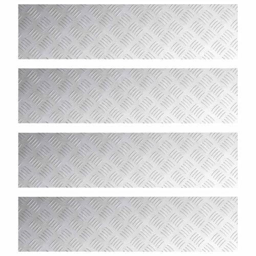 vidaXL Peldaños de escalera de metal industrial Set de 4 Antideslizante Acabado mate Superficie gris Para seguridad interior exterior 100 X 25 0.2 cm Diseño de placa de diamante Alfombrillas Cubierta