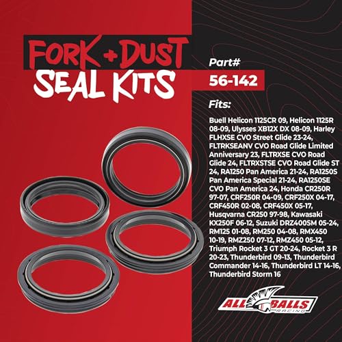 Image of All Balls Racing Fork and Dust Seal Kit for Honda CRF250X 1997-2022 | OEM replacement, fits Suzuki DRZ400SM RM125 RM250 CRF450X CR250R CRF450R, replaces Honda 51490-KSC-003 51490-KZ3-B01, 56-142