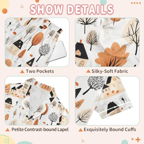 Autumn Tress House Pajamas Set Soft Pjs Sets 2 Piece Short Sleeve Sleepwear Casual Loungewear3