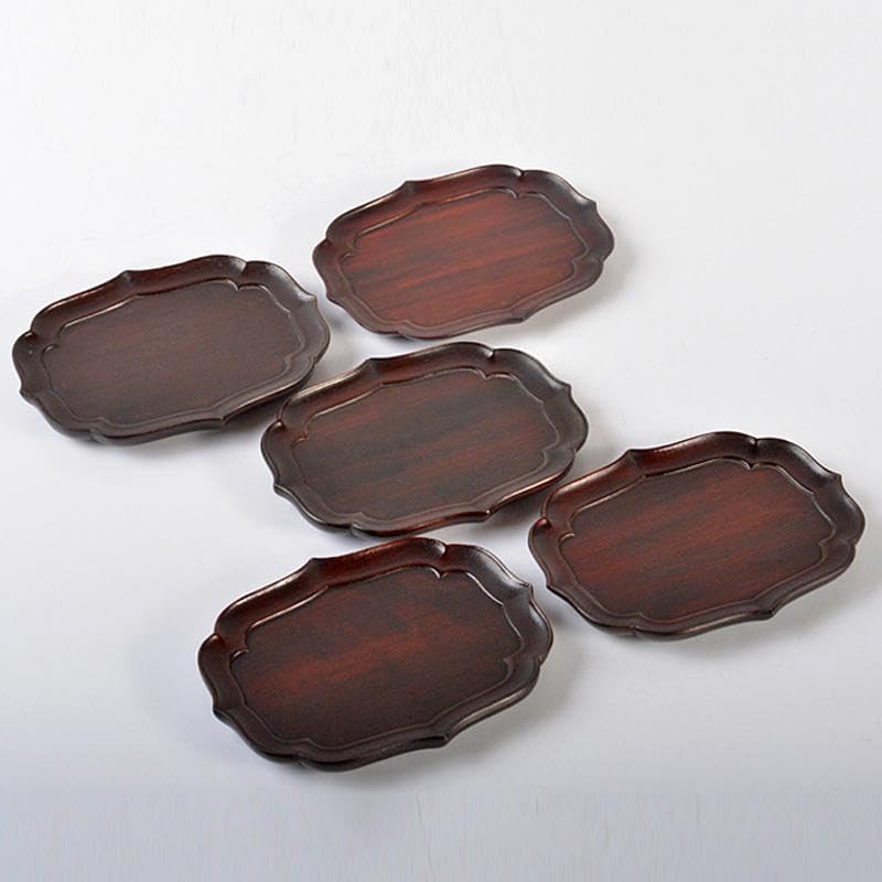 中国 唐木紫檀製 茶托 小皿 🏌 五客 V R6552E