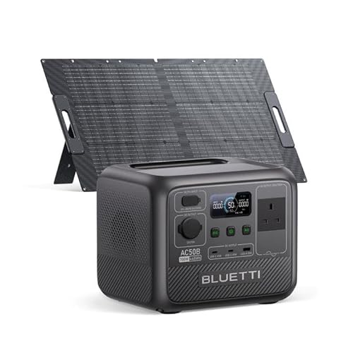 BLUETTI Portable Power Station AC50B with 100W Solar Panel Included, 448Wh/700W Solar Generator, 65W USB-C PD Output, LiFePO4 Battery Backup for Travel, Camping, Outage