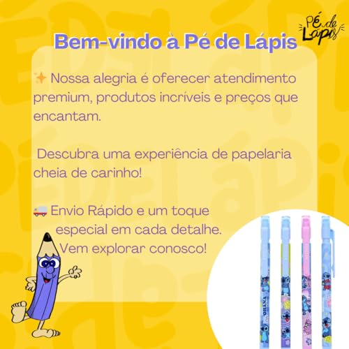 Lapiseira Stitch 0.7mm Grafite - 1 Unidade Sortida - Estampada e Divertida, Perfeita para Uso Escola