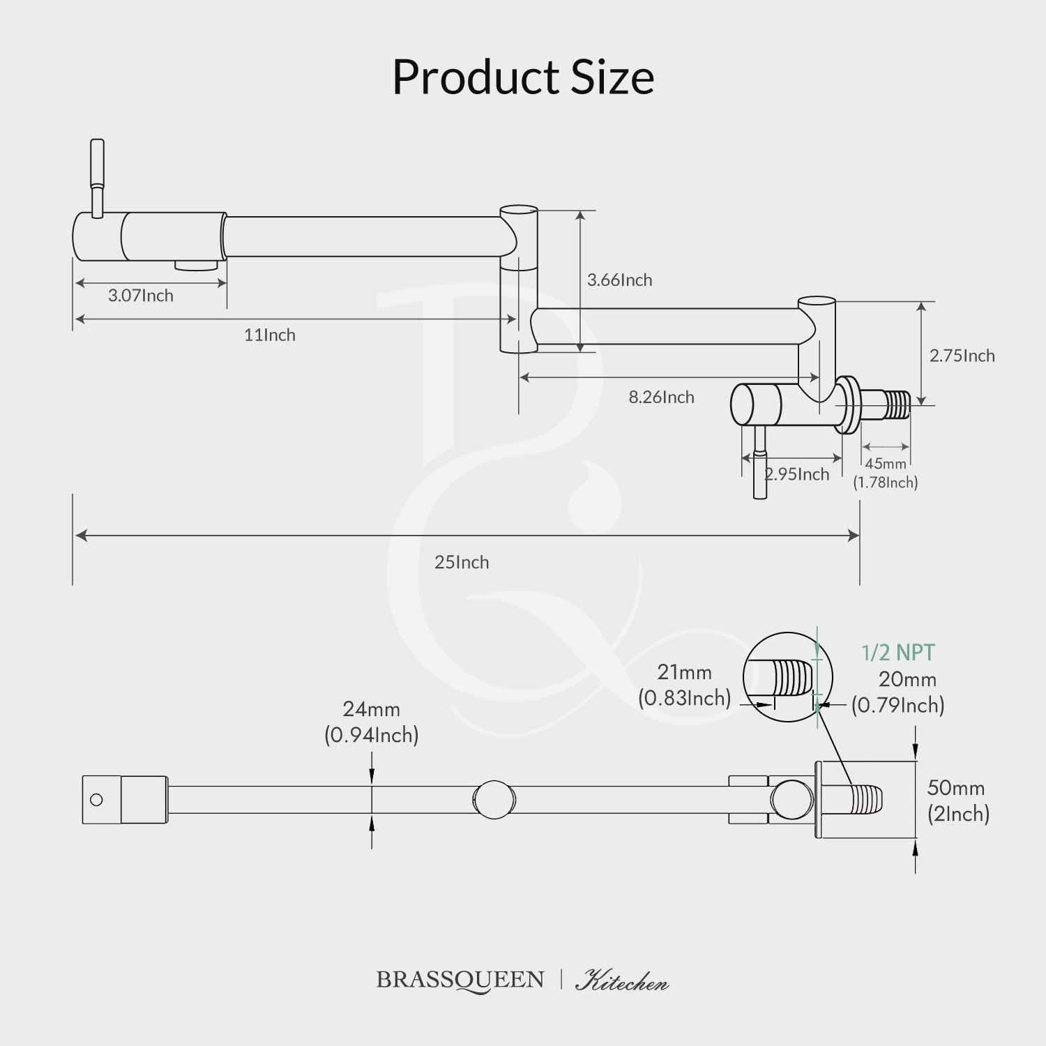Grifo plegable para llenado de ollas, montaje en pared, NPT comercial, de acero inoxidable, elástico, para fregadero de cocina, con brazo oscilante de doble articulación, un solo agujero